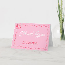 Tarjeta De Agradecimiento Bow Valentines Pink Red Baby Shower