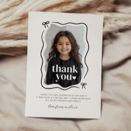 Tarjeta De Agradecimiento Bow Wavy Border Photo Birday