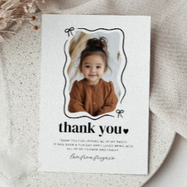 Tarjeta De Agradecimiento Bow Wavy Border Photo Birday
