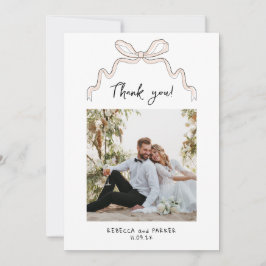 Tarjeta De Agradecimiento Bow y flores Boda Gracias foto Qr scan