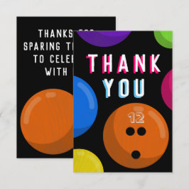 Tarjeta De Agradecimiento Bowling Cumpleaños fiesta Cosmic Bowling Neon Nara