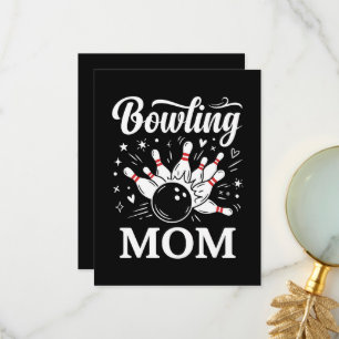 Tarjeta De Agradecimiento Bowling Mamá Pins Corazón Divertida Liga Día de la
