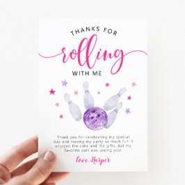 Tarjeta De Agradecimiento Bowling Pink Birthday Gracias Por Ir Conmigo