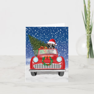 Tarjeta De Agradecimiento Boxer Dog Drin Car En Navidades De Nieve