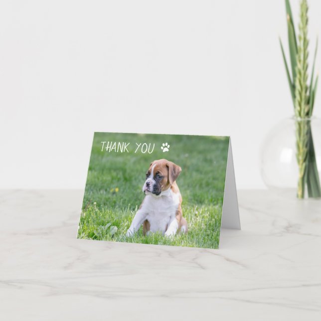 Tarjeta De Agradecimiento Boxer Pupy Dog Gracias Cartas - Boxer Dog (Anverso)