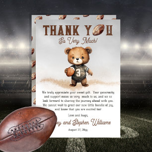 Tarjeta De Agradecimiento Boy Bearly Wait American Football Baby Shower