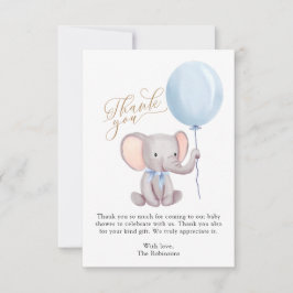 Tarjeta De Agradecimiento Boy Blue Balloon Cute Elephant Baby Shower