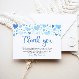 Tarjeta De Agradecimiento Boy Blue Hearts Valentine SCariño Baby Shower