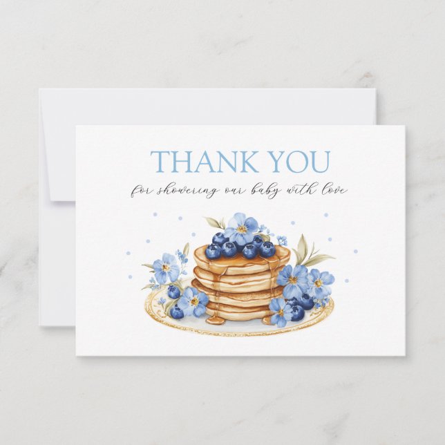 Tarjeta De Agradecimiento Boy Blueberry Pancake Baby Brunch Baby Shower (Anverso)