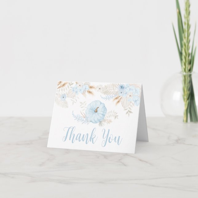 Tarjeta De Agradecimiento Boy Boho Pumpkin Baby Shower (Anverso)