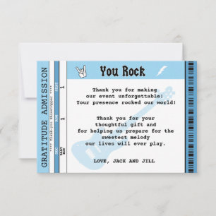 TARJETA DE AGRADECIMIENTO BOY BOY SHOWER CONCERT TICKET GRACIAS