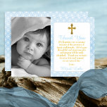 Tarjeta De Agradecimiento Boy Eternity Rings Cross Photo Baptism Gracias<br><div class="desc">Simplemente agrega tu precioso color o foto en blanco y negro y bautismo / Christening mensaje y nombre "gracias" para personalizar este dulce estilo de la eternidad suena con diseño de cruz cristiana. Diseño original de Holiday Hearts Designs (todos los derechos reservados).</div>