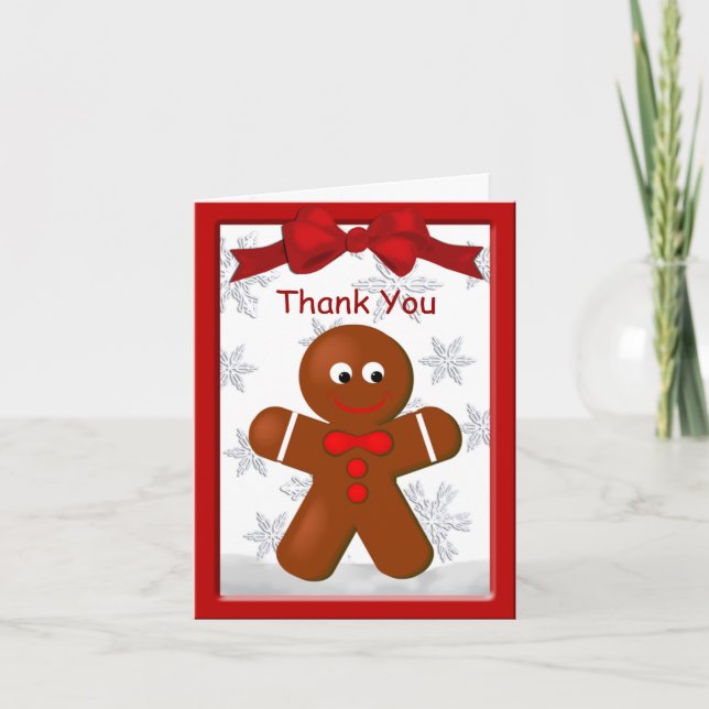 Tarjeta De Agradecimiento Boy Gingerbread Navidades Cookie Gracias (Anverso)