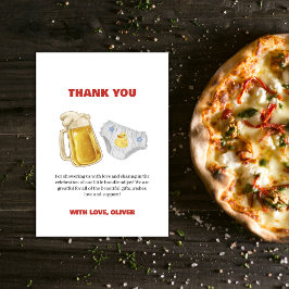 Tarjeta De Agradecimiento Boy Huggies Chuggies Beer Diaper Baby Shower 