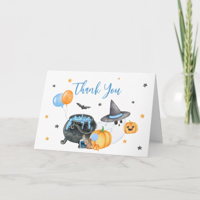 Tarjeta De Agradecimiento Boy Little Boo Ghost Baby Shower (Anverso)
