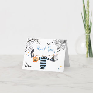Tarjeta De Agradecimiento Boy Little Boo Halloween Pumpkin Baby Shower