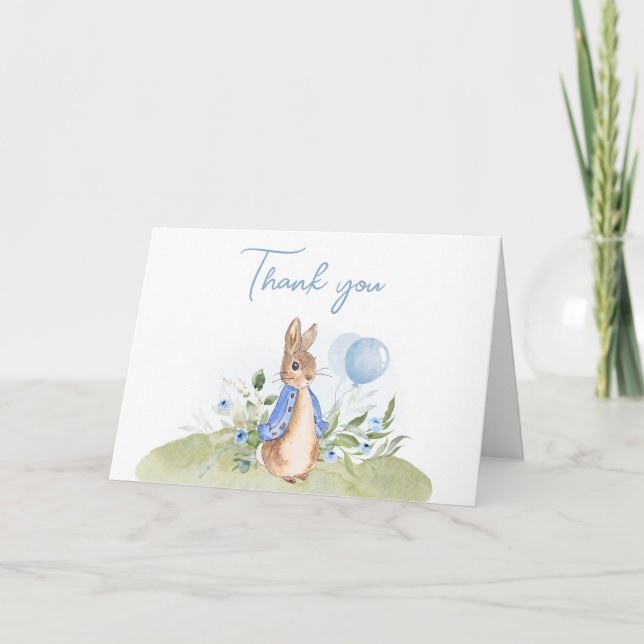 Tarjeta De Agradecimiento Boy Peter Rabbit Baby Shower (Anverso)
