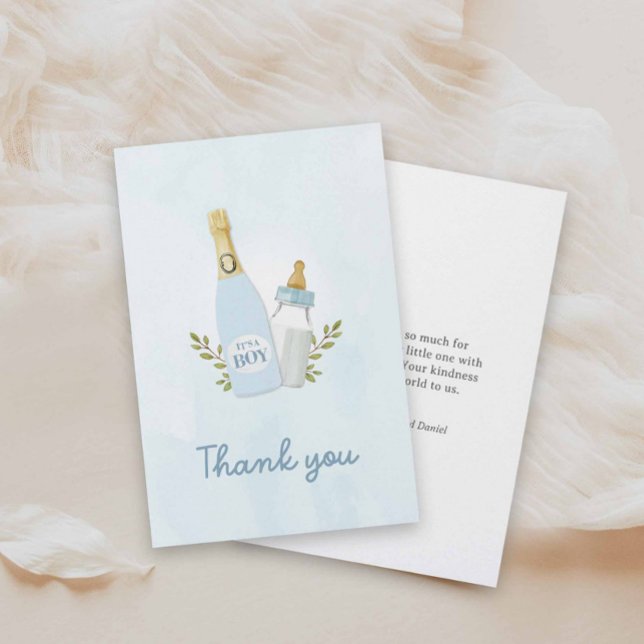 Tarjeta De Agradecimiento Boy Poppin Bottles Baby Shower Thank you Card (Blue Poppin' Bottles Boy Baby Shower Thank you card)