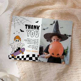 Tarjeta De Agradecimiento Boy Spooky Halloween Birday Photo You Card