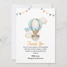 Tarjeta De Agradecimiento Boy Teddy Bear Baby Shower Thank You Flat Cards