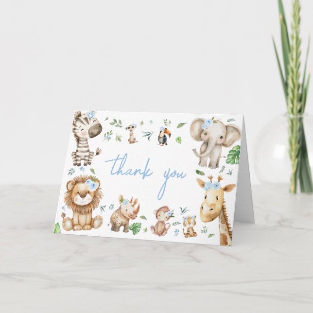 Tarjeta De Agradecimiento Boy Wild One Safari (Anverso)