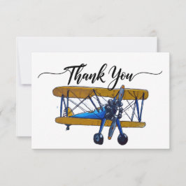 Tarjeta De Agradecimiento Boys birthday party with yellow and blue biplane