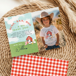 Tarjeta De Agradecimiento Boys Farm Barnyard Birthday Photo