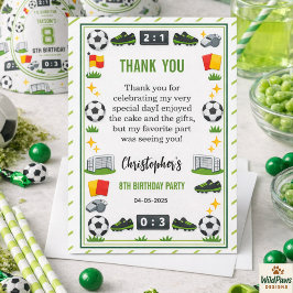 Tarjeta De Agradecimiento Boys Modern Sports Soccer Kids 8th Birthday Party