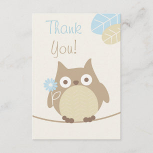 Tarjeta De Agradecimiento Boys Owl Baby Shower Gracias