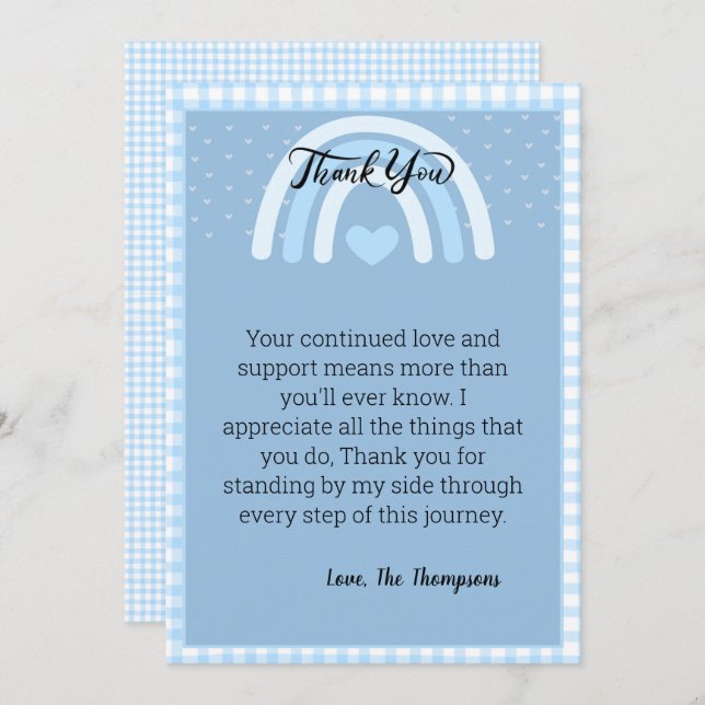 Tarjeta De Agradecimiento Boys Rainbow Baby Shower (Anverso / Reverso)