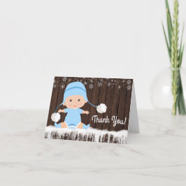 Tarjeta De Agradecimiento Boys Winter Snowflake Baby Shower Gracias Cartas