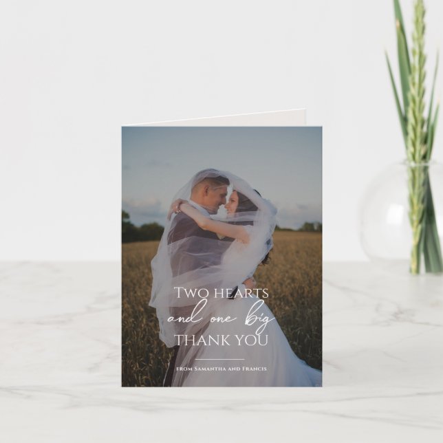 Tarjeta De Agradecimiento Bradford Modern Photo and Typography Boda (Anverso)