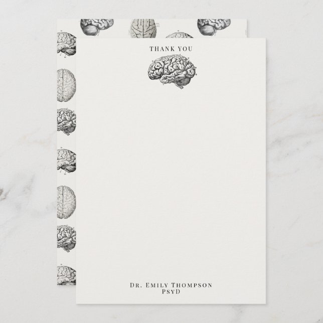 Tarjeta De Agradecimiento Brain Anatomy Biology Illustrations Psychologist (Anverso / Reverso)