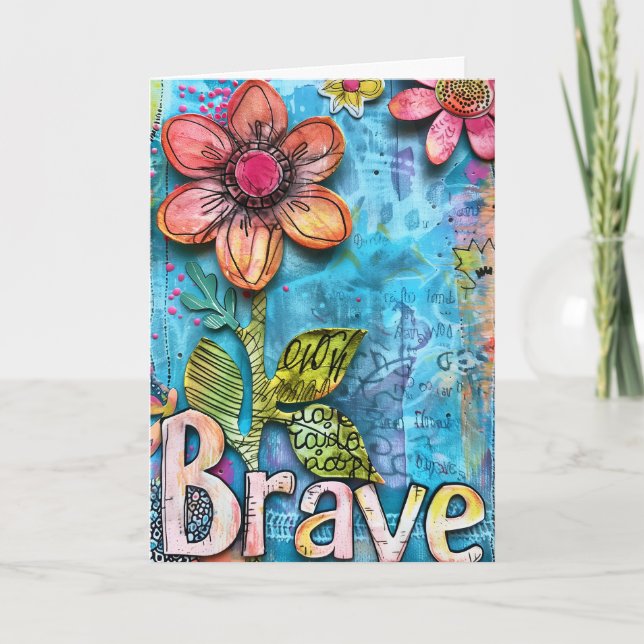 Tarjeta De Agradecimiento *~**~ BRAVE Doodle Art Colorous Whimsical Flower (Anverso)