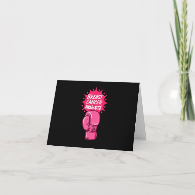 Tarjeta De Agradecimiento Breast Cancer Awareness Boxing Glove Support Survi (Anverso)