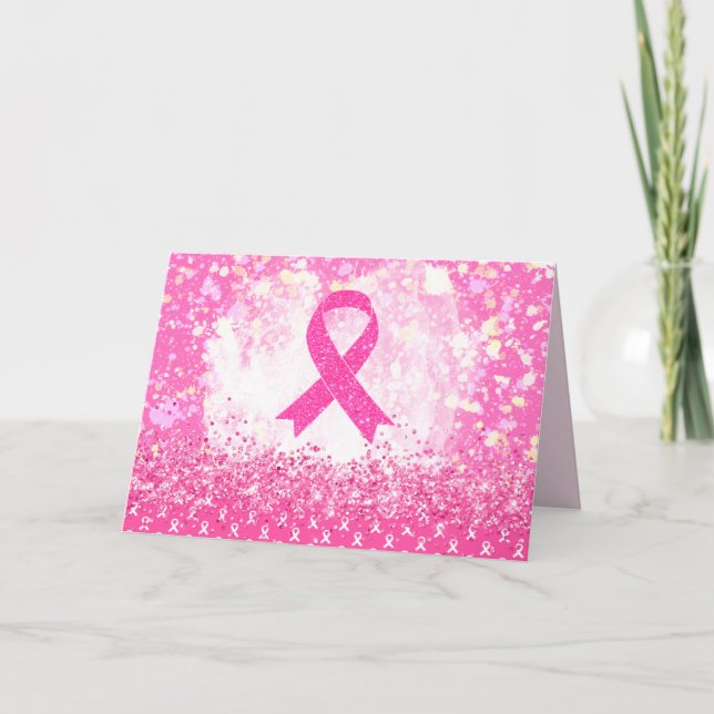 Tarjeta De Agradecimiento Breast Cancer Awareness Pink Ribbon (Anverso)