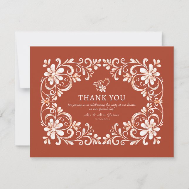 Tarjeta De Agradecimiento Brick Red Shabby Chic Thank You Card (Anverso)