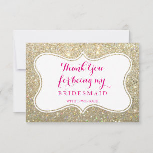 Tarjeta De Agradecimiento Bridal Party Gracias Card - Glittered
