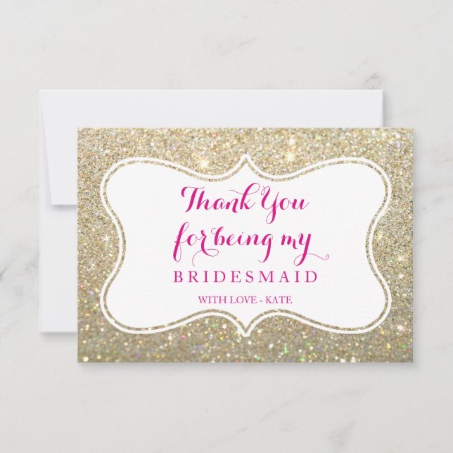 Tarjeta De Agradecimiento Bridal Party Gracias Card - Glittered (Anverso)