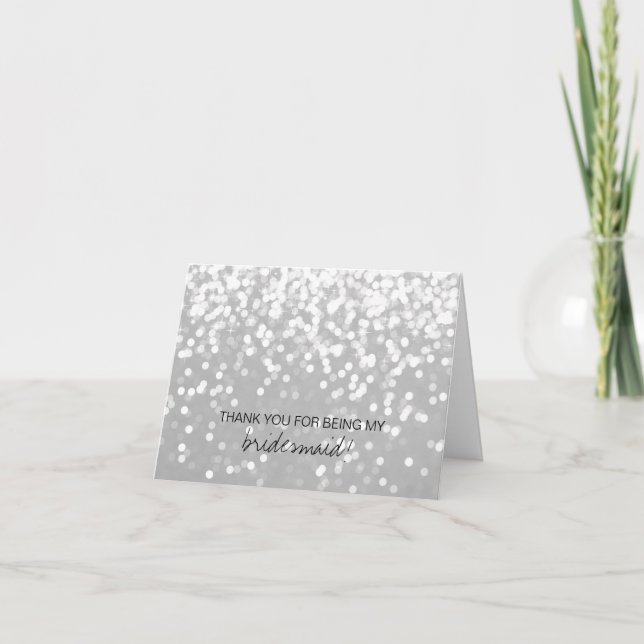 Tarjeta De Agradecimiento Bridal Party Gracias Card - Sparkling Gray (Anverso)