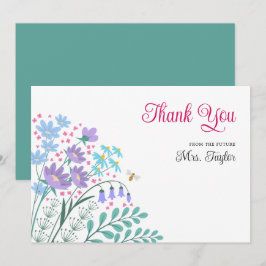 Tarjeta De Agradecimiento Bridal Shower Bouquet Flores salvajes Gracias Tarj