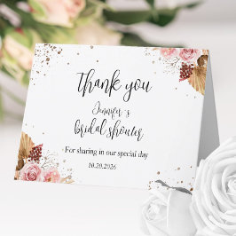 Tarjeta De Agradecimiento Bridal Shower Gracias Card L Boho Floral