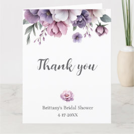 Tarjeta De Agradecimiento Bridal Shower Lavender acuarela Flora