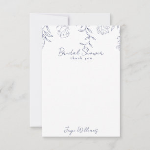 Tarjeta De Agradecimiento Bridal Shower - Navy Blank personalizado