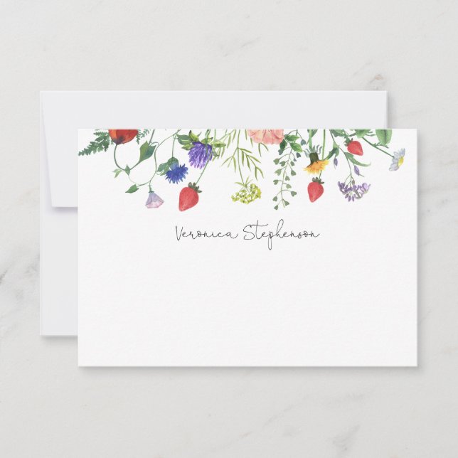 Tarjeta De Agradecimiento Bridal Shower Wildflower Gracias (Anverso)