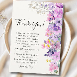 Tarjeta De Agradecimiento Bridal shower with wildflowers Purple Tones