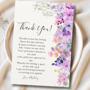 Tarjeta De Agradecimiento Bridal shower with wildflowers Purple Tones