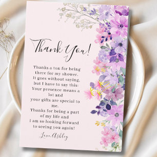 Tarjeta De Agradecimiento Bridal shower with wildflowers Purple Tones
