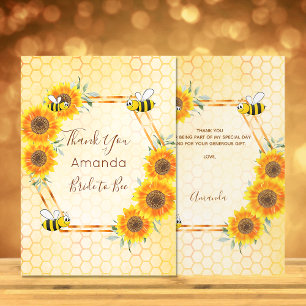 Tarjeta De Agradecimiento Bride a Bee Bridal ducha honeycomb floros