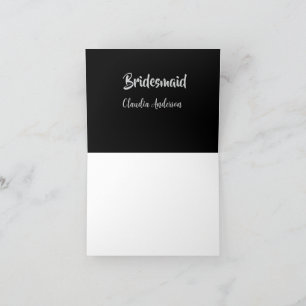Tarjeta De Agradecimiento Bride squad dama de honor nombre boda plata negro